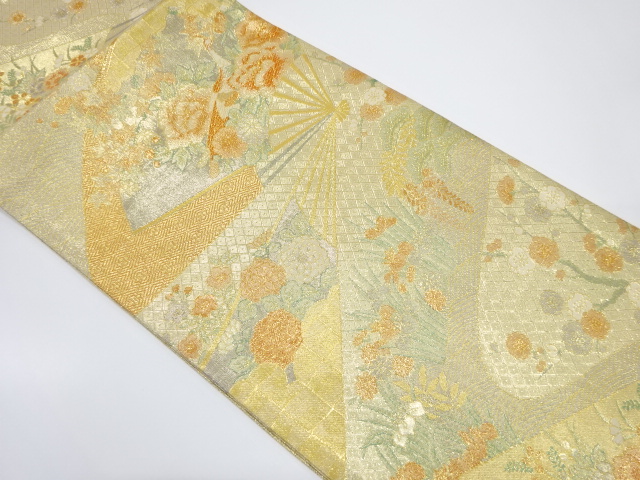 JAPANESE FUKURO OBI / SAGANISHIKI / WOVEN FLOWER & BIRD